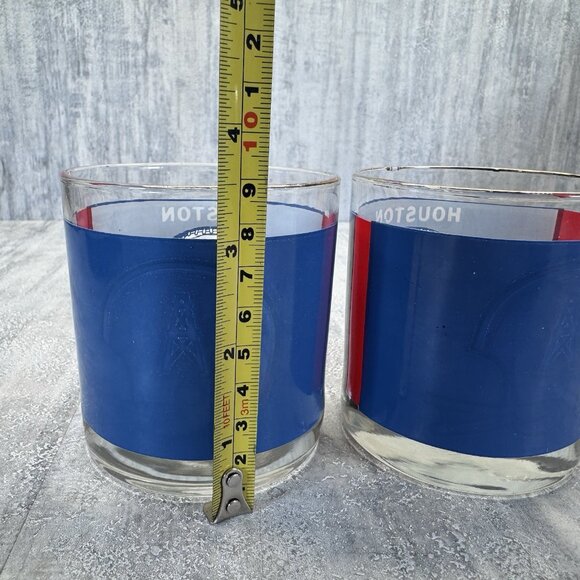Pair of 1980's NFL Houston Oilers NFL Bar Glass Earl Campell Texans Vtg Gold Rim - Picture 8 of 9